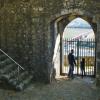 Santarém castle, 'Porta do Sol'. Gate facing the Sun and opening into the valley below. Stone steps against the interior side of the tall stone wall, leading to the gate opening of the gateway. [Photo by courtesy of João Correia]